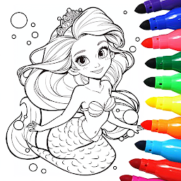 人魚のぬり絵 - 塗り絵子供, 絵を描くゲーム Mod Apk