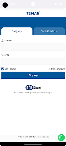 Android application Temak Bayi Portalı screenshort