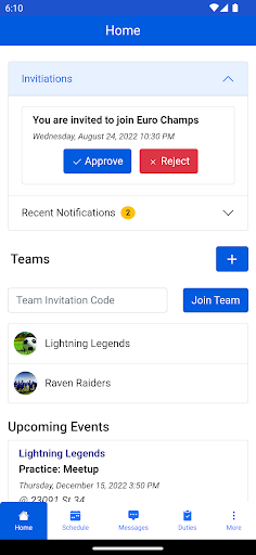 Android application TeamDash screenshort
