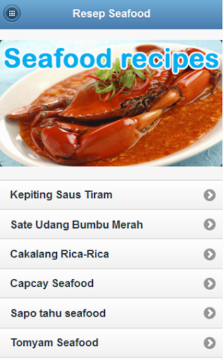 Android application Seafood recipes screenshort