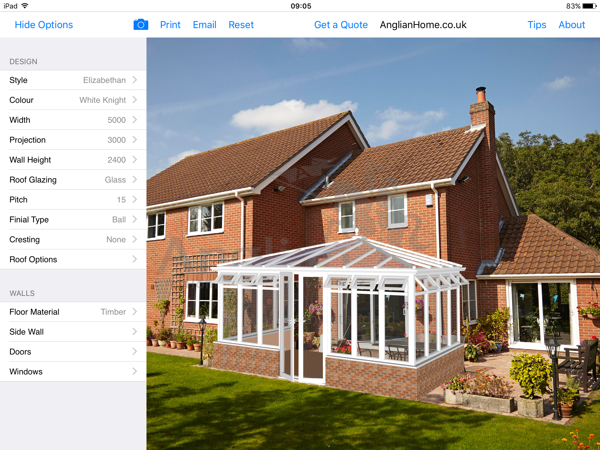 Android application Anglian Conservatory Designer screenshort
