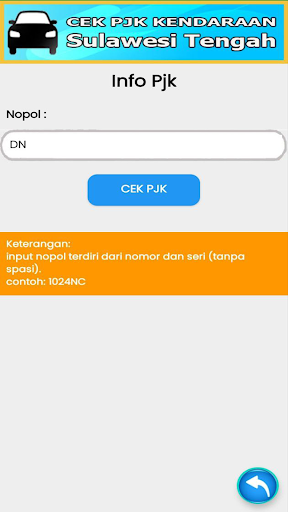 Android application Cek Pjk Kendaraan Sulteng DN screenshort
