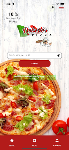 Android application Roberto's Pizza screenshort