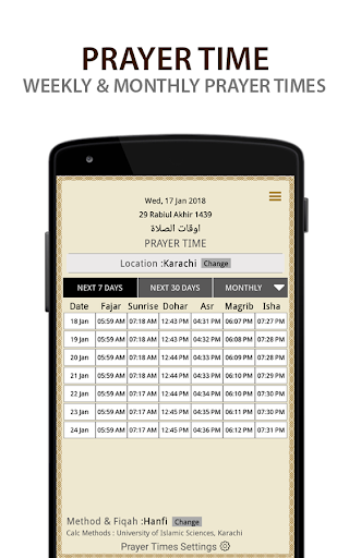 Ramadan Times 2024 Calendar Screen 3