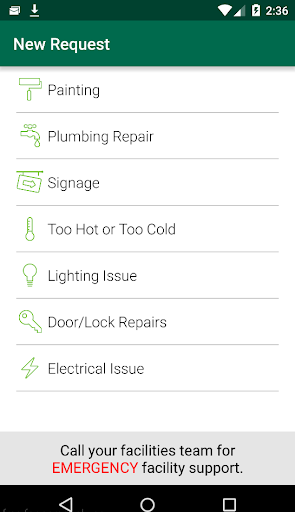 Android application CBRE GWS Service Request screenshort
