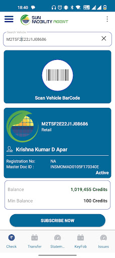 SUN Mobility Agent App Screen 3