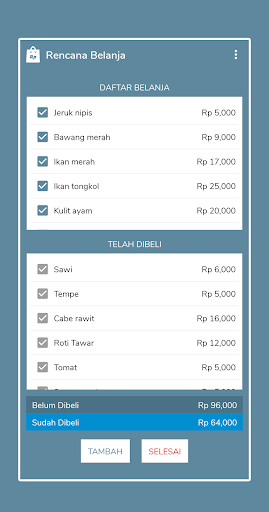 Rencana Belanja Screen 3
