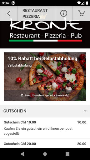 Restaurant Pizzeria Krone Screen 3