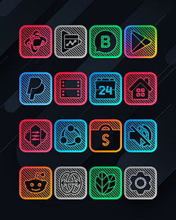 Lines Square - Tangkapan layar paket ikon Neon