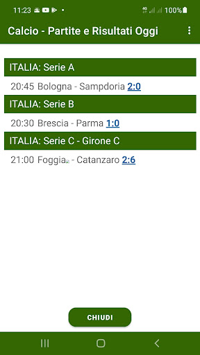 Calcio Risultati Screen 2