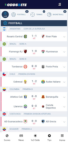 Android application Oddsbite - Live sports scores screenshort