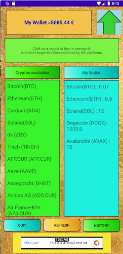 Android application Cryptosim screenshort