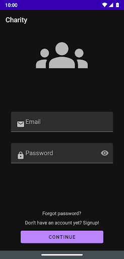 Android application Charity screenshort