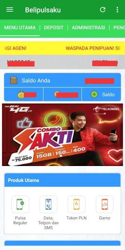 Android application Server Transaksi Belipulsaku screenshort