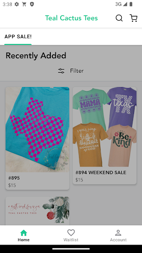 Android application Teal Cactus Tees screenshort
