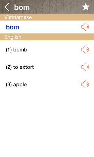 Vietnamese English Dictionary Screen 2