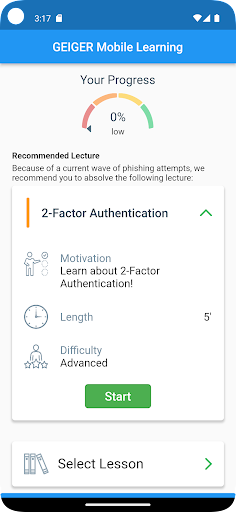 GEIGER Mobile Learning - BETA Screen 2