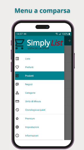 Android application SimplyList - Lista della spesa screenshort