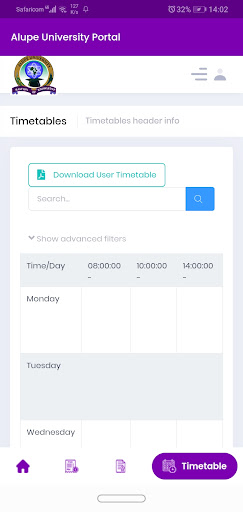 Android application Alupe University Portal screenshort