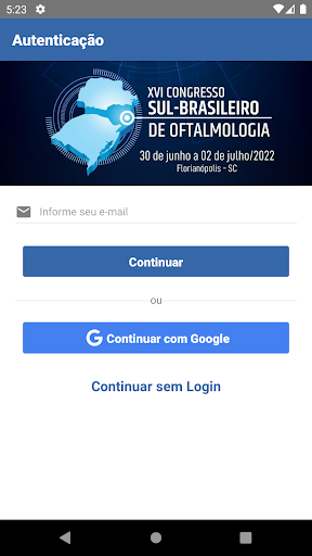 Android application SULBRA OFTALMO 2022 screenshort