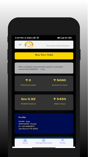 Android application Gold Pal screenshort