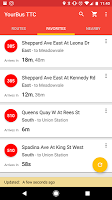 screenshot of TTC Toronto Bus Tracker