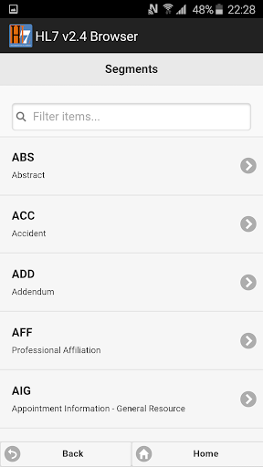 HL7 v2.4 Browser Screenshot