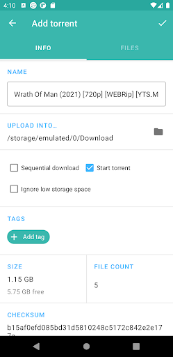 Android application BTorrent screenshort