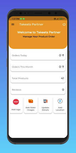 Android application Takeats Vendor screenshort