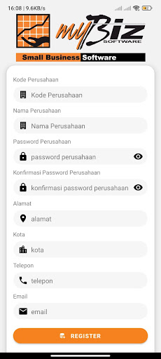 Android application myBiz POS Lite screenshort