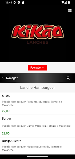Android application Kikão Lanches Tupã screenshort