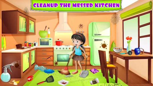 игры дома уборка кухни