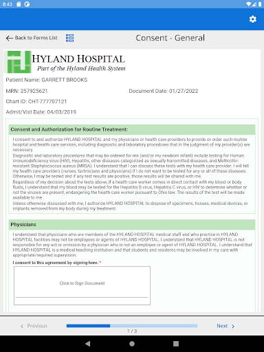 Android application Hyland Mobile Healthcare screenshort