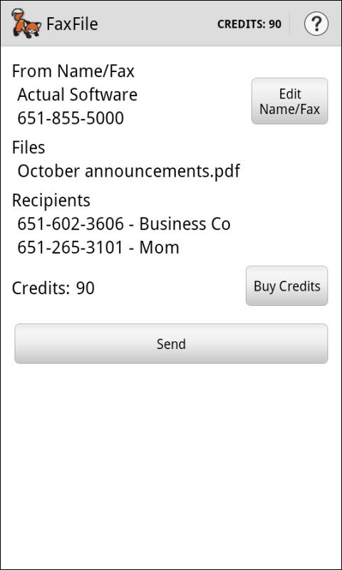 Android application FaxFile - Send Fax from phone screenshort