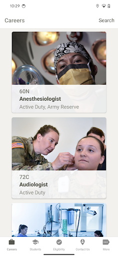 U.S. Army Medicine Careers Screen 2