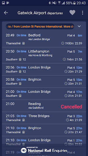 On Rails train times & widget Screen 3