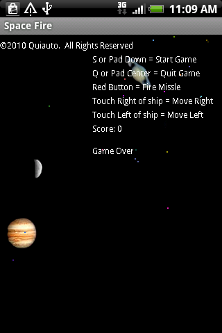 Android application Space Fire Demo screenshort