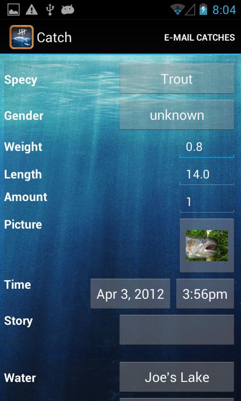 Android application Fishing Friend screenshort