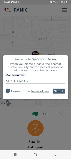 SysControl Secure Panic App Screen 2