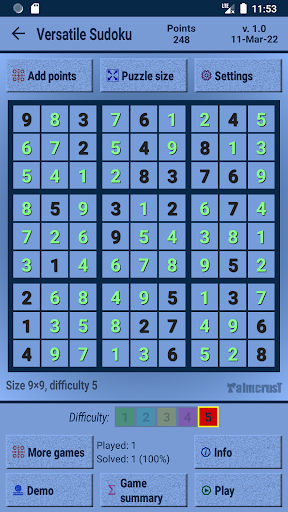 Android application Versatile Sudoku screenshort