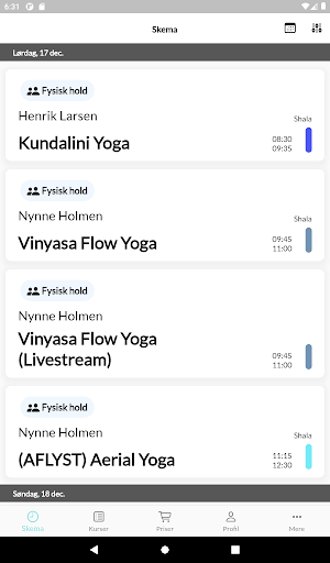 Android application Yogafactory screenshort