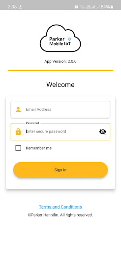 Android application Parker Hannifin Mobile IoT screenshort