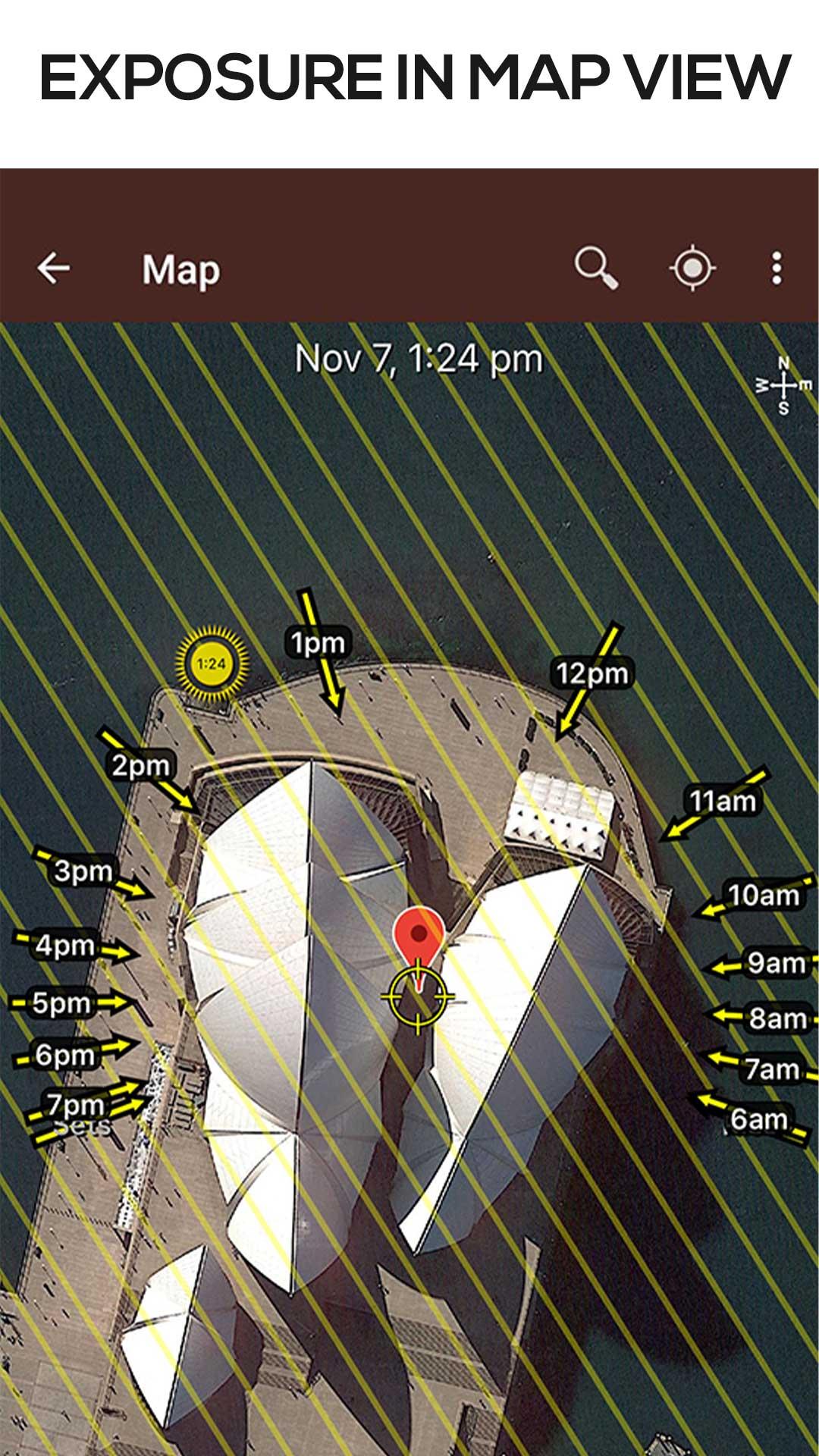 Android application Sun Seeker - Sunrise Sunset Times Tracker, Compass screenshort