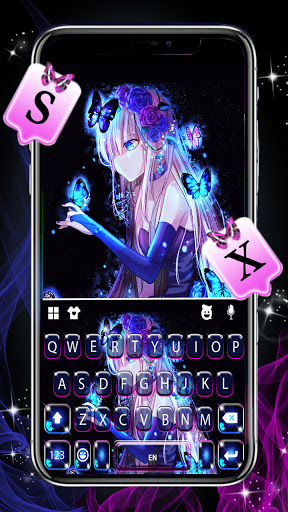 Android application Neon Butterfly Girl Keyboard B screenshort