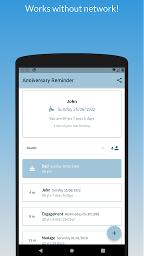 Android application Anniversary Reminder screenshort