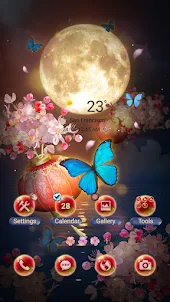 Moon And Flowers - Wallpaper