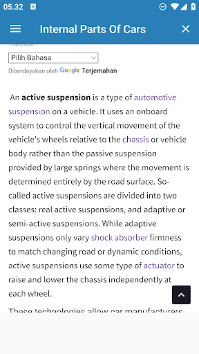 Android application Internal Parts Of Cars screenshort