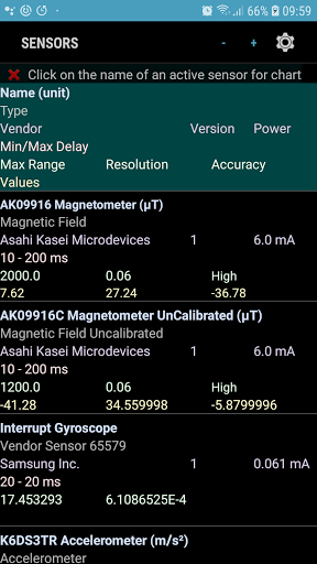 Android application Sensors screenshort