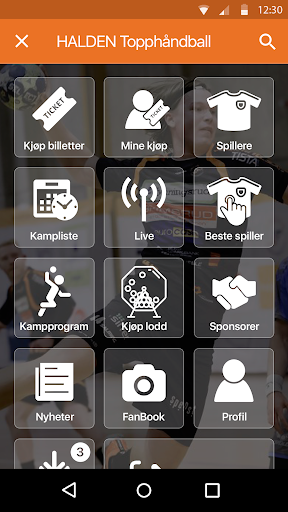Android application Halden Topphåndball screenshort