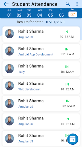 Android application Class Management screenshort
